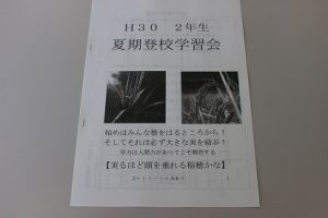 平成30年度夏期登校学習会（2年生）の様子です