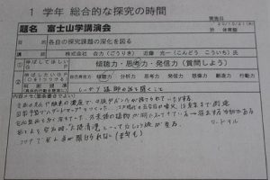 第1学年総合的な探究の時間「富士山学」講演会が行われました