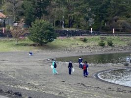 富士山環境保全活動のボランティアを（放送部・数理部生物班）協力して行いました