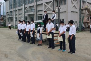 令和3年8月23日（月）始業・納め式の様子です。