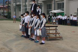 令和3年8月23日（月）始業・納め式の様子です。