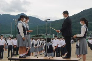 令和3年8月23日（月）始業・納め式の様子です。