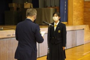 自転車安全利用推進校指定式・交通安全教室が開催されました。