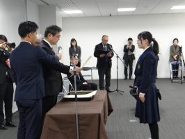 祝　最優秀賞　優秀賞 放送部  ２０２４山梨県高校生交通安全CMコンテスト表彰式が行われました。